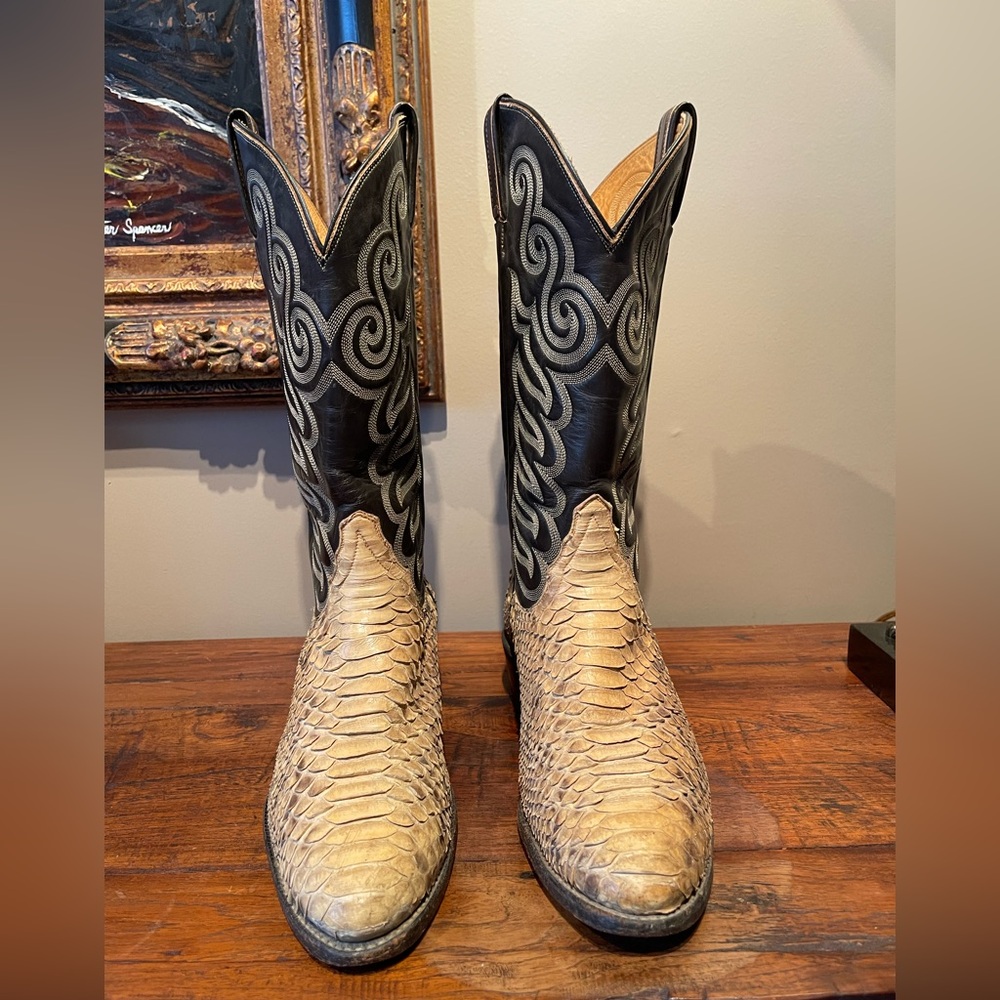 Western Python Snakeskin Cowboy Boots - image 1